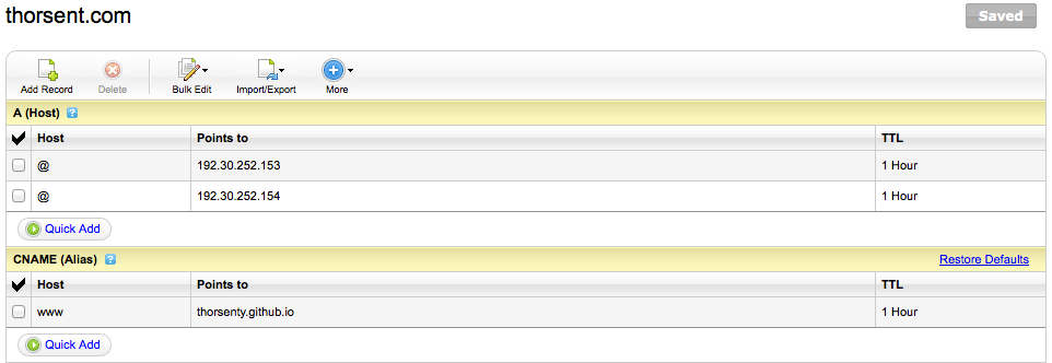GoDaddy DNS Mangager